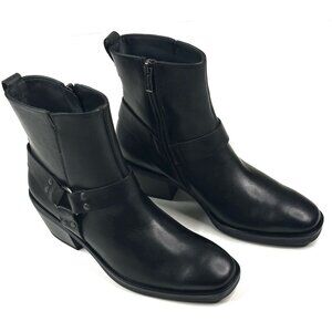 Paul Green West Bootie Black Leather Womens UK 5/US 7.5 Moto-Biker New $499